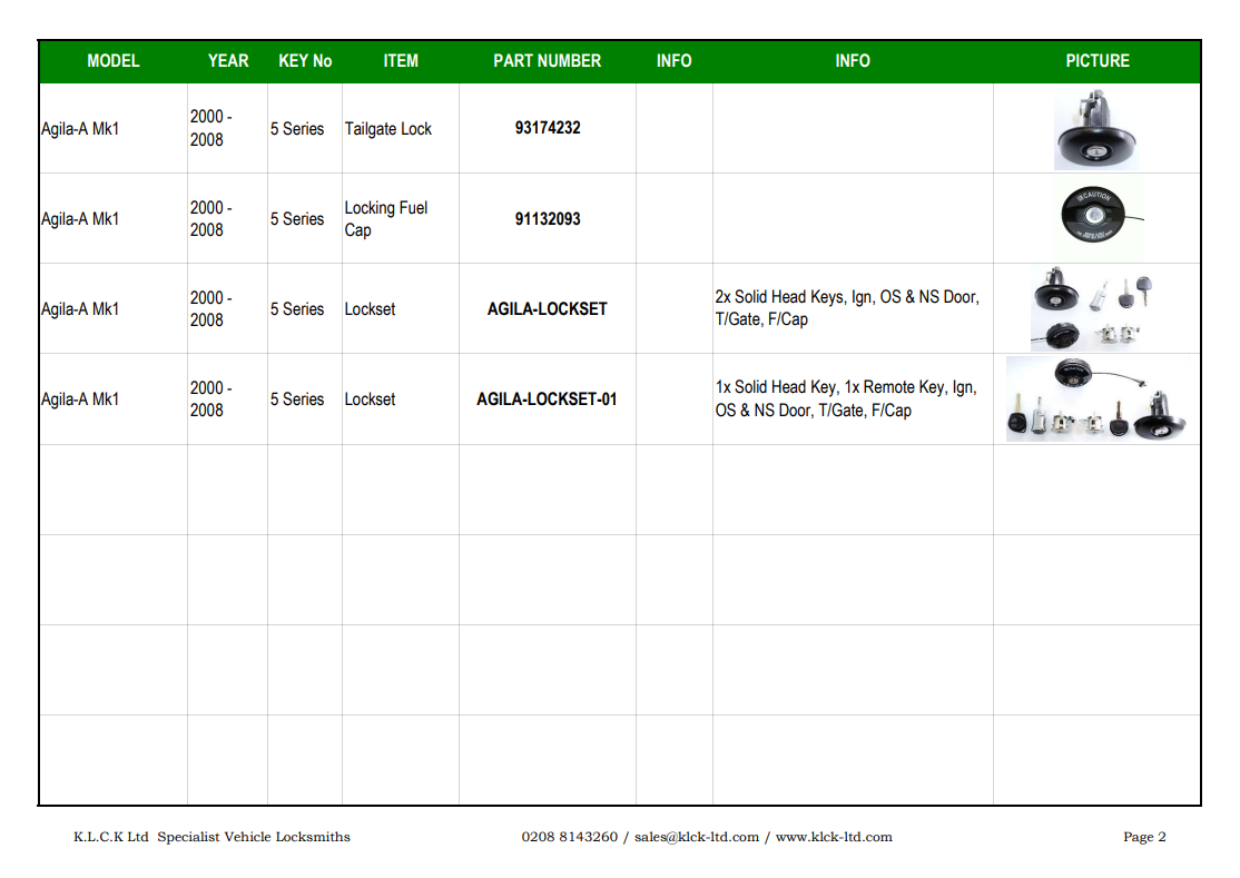 Vauxhall Catalogue Agila A 2